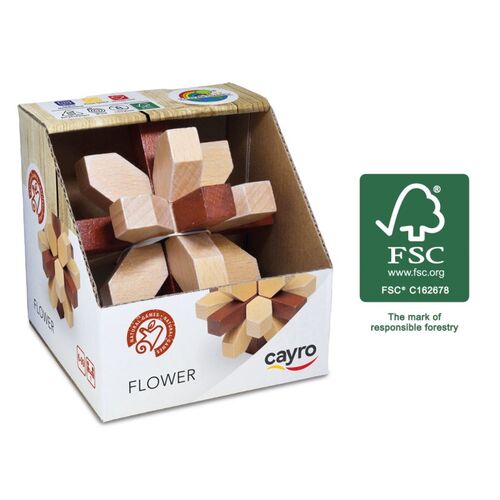 Cubo Puzzle Madera 100% - Flower 10x10cm