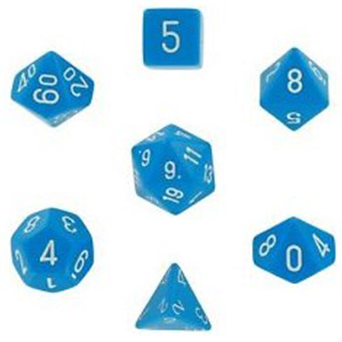 Set de Dados - Chessex Opaque 7-Die Set - Light Blue w/white